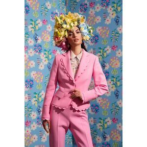 Maison common cotton Jacket with Scallop detail in pink 40/US8